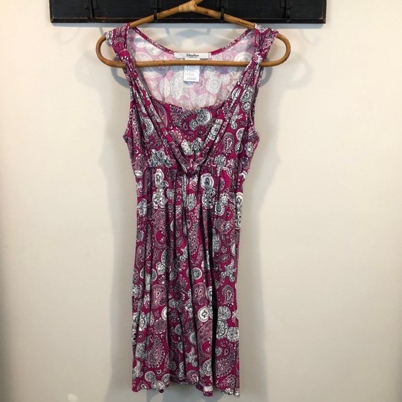 Disney Parks Magenta Paisley Hidden Mickey Stretch Knit Dress Size Large - Picture 1 of 7